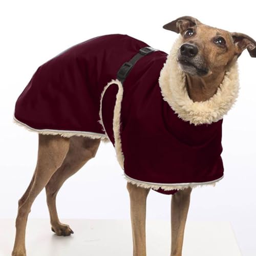 Winter Verdickter Warmer Hundemantel, Kleidung, Whippet, Windhund, Labrador, Schäferhund, Jackenmantel, Fleece-gefütterte Hundejacke, Outdoor, Winddicht, Wasserdicht, Verdickte Warme Hundeja von DTREEL