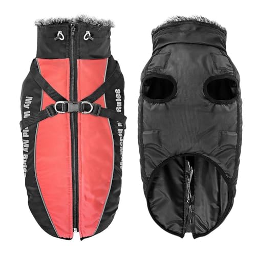 Winter Warme Haustierjacke Kleidung Outdoor Wind- Und wasserdichte Hundejacke Verdickte Warme Mittlere Und Große Hundegeschirr Jacke Kleidung,A,4XL von DTREEL