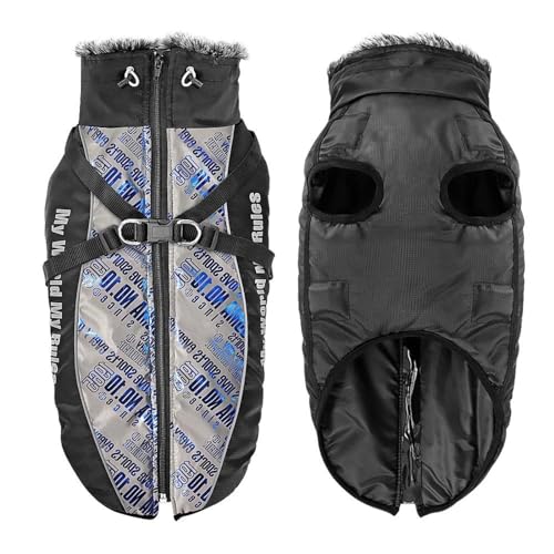 Winter Warme Haustierjacke Kleidung Outdoor Wind- Und wasserdichte Hundejacke Verdickte Warme Mittlere Und Große Hundegeschirr Jacke Kleidung,B,3XL von DTREEL