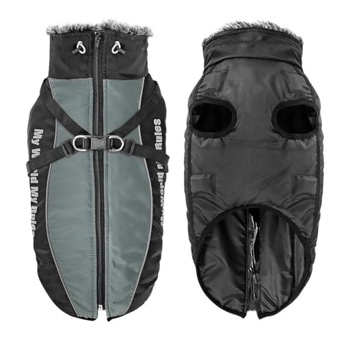 Winter Warme Haustierjacke Kleidung Outdoor Wind- Und wasserdichte Hundejacke Verdickte Warme Mittlere Und Große Hundegeschirr Jacke Kleidung,C,3XL von DTREEL