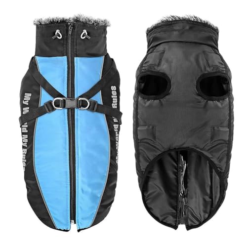 Winter Warme Haustierjacke Kleidung Outdoor Wind- Und wasserdichte Hundejacke Verdickte Warme Mittlere Und Große Hundegeschirr Jacke Kleidung,E,2XL von DTREEL