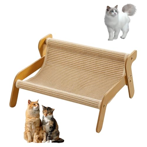 DTWEFF 2-in-1-Katzenkratzunterlage und Liege, verschleißfeste Kratzunterlage Lounge, Haustiersitz im Lounge-Stil for Hauskatzen(Linen Style) von DTWEFF