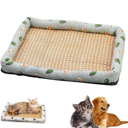 Eis-Rattan-Kühlbett for Katzen und Hunde, Haustier-Eispad, Rattan-Mattennest, Sommer-Haustier-gewebte atmungsaktive quadratische Matte, waschbare Kühlmatte for Hunde und Katzen(D,70x55cm/27.56x21.65in Eis-Rattan-Kühlbett for Katzen und Hunde, Haustier-Eispad, Rattan-Mattennest, Sommer-Haustier-gewebte atmungsaktive quadratische Matte, waschbare Kühlmatte for Hunde und Katzen(D,70x55cm/27.56x21.65in von DTWEFF