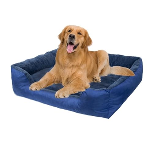 DTXDTech Hundebetten für große Hunde, wasserdicht, rechteckig, für große Hunde, hundefreundlich, flauschiges Haustierbett mit rutschfester Unterseite, maschinenwaschbar, großes Blau von DTXDTech