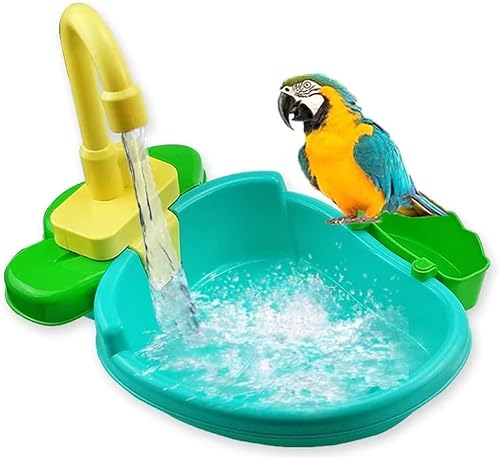 DUANxiaoyanK Automatische Badewanne für Vögel, Schwimmbad, Spielzeug, mit Wasserhahn, Futterbehälter für Haustiere (01) von DUANxiaoyanK