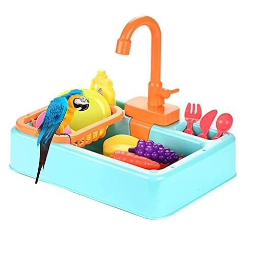 DUANxiaoyanK Automatische Badewanne für Vögel, Schwimmbad, Spielzeug, mit Wasserhahn, Futterbehälter für Haustiere (02) von DUANxiaoyanK