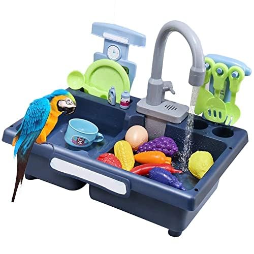DUANxiaoyanK Automatische Badewanne für Vögel, Schwimmbad, Spielzeug, mit Wasserhahn, Futterbehälter für Haustiere (03) von DUANxiaoyanK