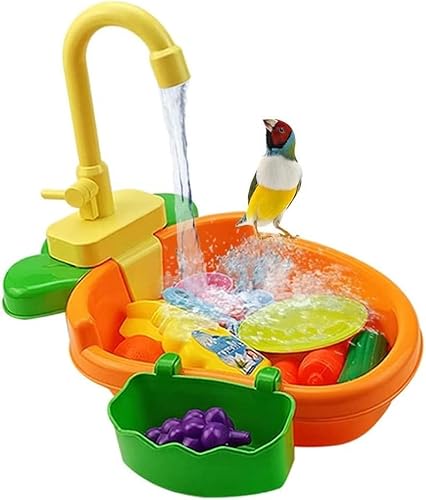 DUANxiaoyanK Automatische Badewanne für Vögel, Schwimmbad, Spielzeug, mit Wasserhahn, Futterbehälter für Haustiere (04) von DUANxiaoyanK