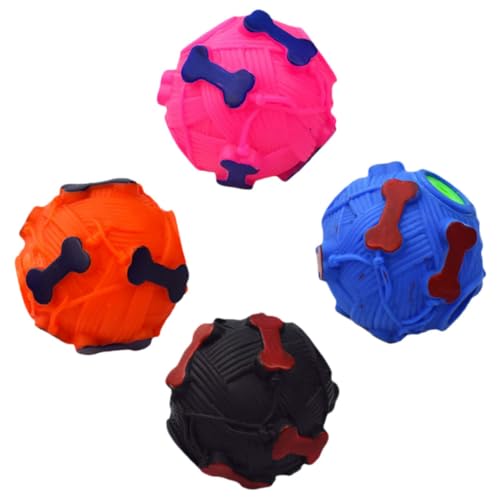 Haustier-Spielzeugball, Hundefutter, Kauspielzeug, Haustier-Kauspielzeug, Zahnspielzeug, Leckerli-Spender für kleine Hunde, 4 Stück von DUANxiaoyanK