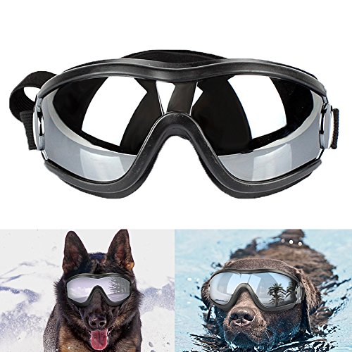 DUBENS Fashion Hundebrille Sonnenbrille Wasserdichten Schutz Sun-Brille, UV-Schutz Eyewear Goggles Schutzbrille, Einstellbar Haustier Brillen, Geeignet für mittlere und große Hunde, Schwarz DUBENS Fashion Hundebrille Sonnenbrille Wasserdichten Schutz Sun-Brille, UV-Schutz Eyewear Goggles Schutzbrille, Einstellbar Haustier Brillen, Geeignet für mittlere und große Hunde, Schwarz von DUBENS