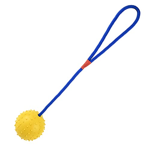 DUBENS Kauball am Seil, Gummiseilball für Hundetraining, Kauen und interaktiv, Schleppballspielzeug für mittleren und kleinen Hund, Tough Rope Spielzeug (Gelb) von DUBENS