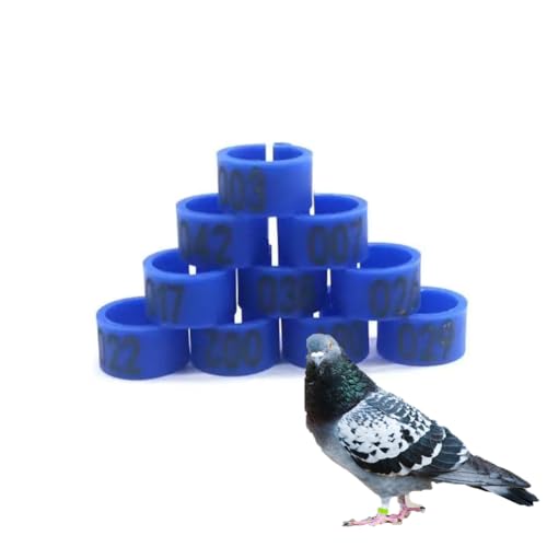 DUBTEDHOU Vogelbeine mit Ringen, 100/200er-Packung Clip-On-Vogelbeinringe aus Kunststoff mit Nummer 01-100/200, 8 mm oder 10 mm, 9 Farben(Dark Blue,8毫米100pc) von DUBTEDHOU