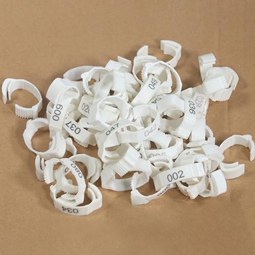 DUBTEDHOU Vogelbeine mit Ringen, Geflügel-ID-Beinbänder, Mehrfarbig, mehrere Größen(White,100 Pieces) von DUBTEDHOU