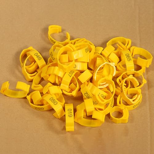 DUBTEDHOU Vogelbeine mit Ringen, Geflügel-ID-Beinbänder, Mehrfarbig, mehrere Größen(Yellow,200pcs) von DUBTEDHOU