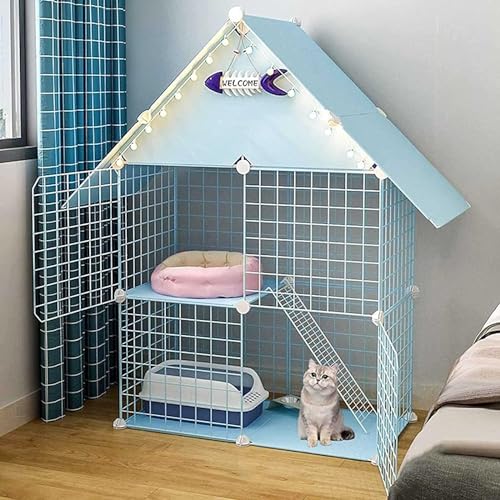 Großer abnehmbarer Katzenkäfig Laufstall für Innen 2-stöckige Katzenhütte for den Innenbereich, Katzenzwinger, Metall-Katzenhaus, langlebiges Haustiergehege for den Innenbereich mit Katzentoilette, Ka Großer abnehmbarer Katzenkäfig Laufstall für Innen 2-stöckige Katzenhütte for den Innenbereich, Katzenzwinger, Metall-Katzenhaus, langlebiges Haustiergehege for den Innenbereich mit Katzentoilette, Ka von DUBTEDHOU