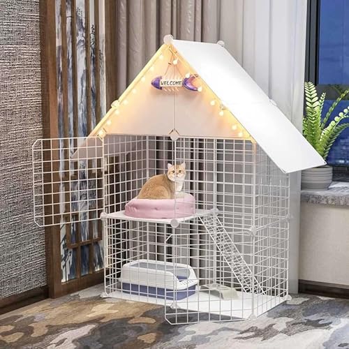 Großer abnehmbarer Katzenkäfig Laufstall für Innen 2-stöckige Katzenhütte for den Innenbereich, Katzenzwinger, Metall-Katzenhaus, langlebiges Haustiergehege for den Innenbereich mit Katzentoilette, Ka Großer abnehmbarer Katzenkäfig Laufstall für Innen 2-stöckige Katzenhütte for den Innenbereich, Katzenzwinger, Metall-Katzenhaus, langlebiges Haustiergehege for den Innenbereich mit Katzentoilette, Ka von DUBTEDHOU