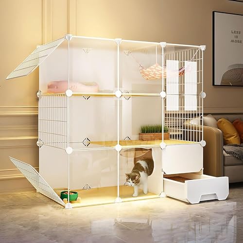 Großer abnehmbarer Katzenkäfig Laufstall für Innen Halbgeschlossene, abnehmbare Katzenkiste, Katzengehege, Kleintierkäfig mit Leiter/Katzentoilette/Katzenstall for Katzen und Kleintiere(107x47x107cm-B Großer abnehmbarer Katzenkäfig Laufstall für Innen Halbgeschlossene, abnehmbare Katzenkiste, Katzengehege, Kleintierkäfig mit Leiter/Katzentoilette/Katzenstall for Katzen und Kleintiere(107x47x107cm-B von DUBTEDHOU
