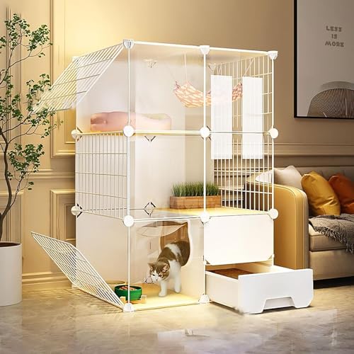 Großer Abnehmbarer Katzenkäfig Laufstall für Innen Halbgeschlossene, abnehmbare Katzenkiste, Katzengehege, Kleintierkäfig mit Leiter/Katzentoilette/Katzenstall for Katzen und Kleintiere(72x47x107cm) Großer Abnehmbarer Katzenkäfig Laufstall für Innen Halbgeschlossene, abnehmbare Katzenkiste, Katzengehege, Kleintierkäfig mit Leiter/Katzentoilette/Katzenstall for Katzen und Kleintiere(72x47x107cm) von DUBTEDHOU