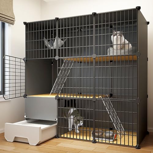 Großer abnehmbarer Katzenkäfig Laufstall für Innen mit Katzentoilette, 3-stöckiges Katzengehege, multifunktionales Katzenhaus for draußen, Laufstall for Katzen, stabiler Kätzchenkäfig, einfach aufzuba Großer abnehmbarer Katzenkäfig Laufstall für Innen mit Katzentoilette, 3-stöckiges Katzengehege, multifunktionales Katzenhaus for draußen, Laufstall for Katzen, stabiler Kätzchenkäfig, einfach aufzuba von DUBTEDHOU