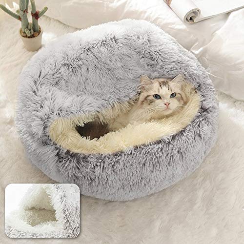 2 in 1 Katzenhöhle Haustiernetz Katzen Plüsch Katzenbetten Rutschfestes Decken Betten Sofas Katzen Betten Warm Schlafsack von DUCHEN