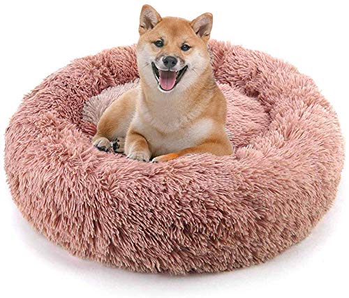 Deluxe Runden Hunde Bett Haustier Nest für Hunde und Katzen, mit Reißverschluss Weiches Donut Hundekissen,Flauschig Hundebett rutschfeste Unterseite von DUCHEN