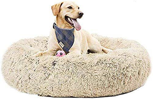 Hundebett, orthopädisches Donut-Haustierbett, sehr weiches Kunstfell, beruhigendes Bett, waschbar, bequemer Schlafkorb, warmes Kissen für große Hunde von DUCHEN