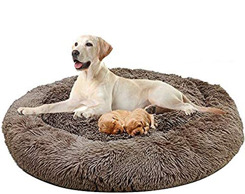Premium waschbares Hundebett Komfort Orthopädisches Haustierbett Katzennest Warm Hund Schlafkorb Rund Donut Hundesofa zum Schlafen Winter Groß von DUCHEN