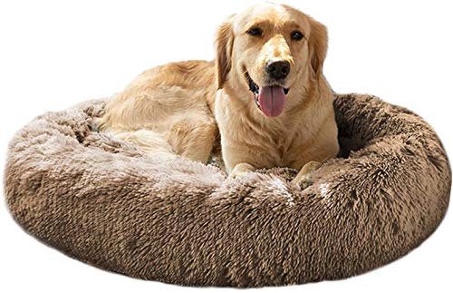 Weiches Komfort-Hundebett aus Plüsch, rund, Donut-Katzenbett, waschbar, orthopädisches Haustier-Schlafkorb für mittelgroße, große und extragroße Hunde von DUCHEN