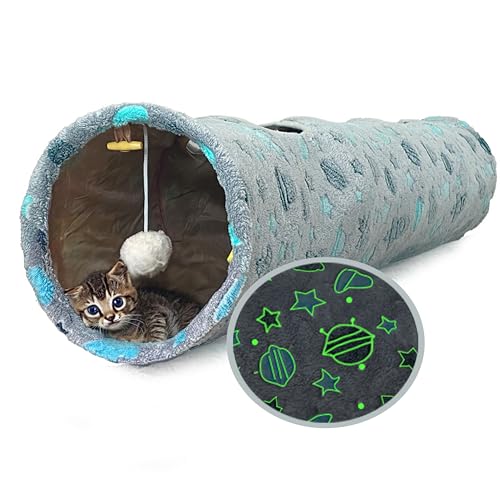 DUDENESS Katzentunnel, leuchtet im Dunkeln, für drinnen mit Plüschball, Spielzeug, gerade geformt, Katzenspiel-Tunnel, selbstleuchtend, zusammenklappbar, für Haustiere, Kleintiere, Kaninchen, DUDENESS Katzentunnel, leuchtet im Dunkeln, für drinnen mit Plüschball, Spielzeug, gerade geformt, Katzenspiel-Tunnel, selbstleuchtend, zusammenklappbar, für Haustiere, Kleintiere, Kaninchen, von DUDENESS