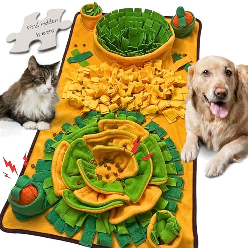 DUDULOVY Schnüffelmatte für Hunde, Katzen und kleine Haustiere, 86,4 x 48,3 cm, große Schnüffelmatte mit quietschendem Plüsch-Karottenspielzeug, interaktive Hunde-Puzzlematte für geistige Stimulation DUDULOVY Schnüffelmatte für Hunde, Katzen und kleine Haustiere, 86,4 x 48,3 cm, große Schnüffelmatte mit quietschendem Plüsch-Karottenspielzeug, interaktive Hunde-Puzzlematte für geistige Stimulation von DUDULOVY