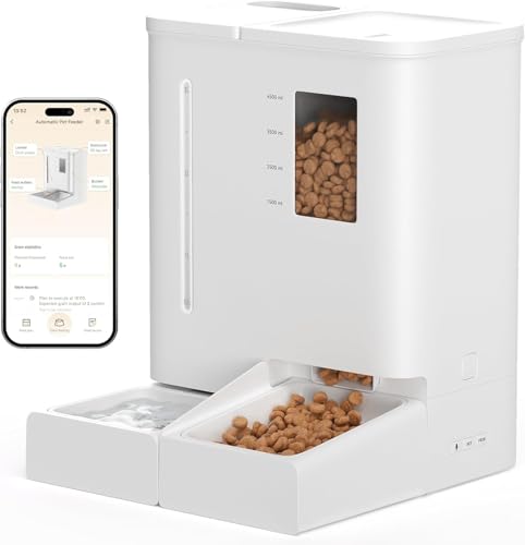 DUDUPET Futterautomat Katze und Wasserspender 2-in-1, Automatischer Futterspender Katze 5L + Wasserspender 4L für Katzen (WiFi) von DUDUPET