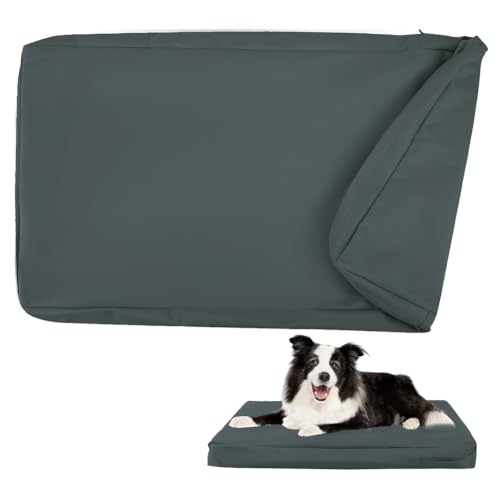 DUJUIKE 100% Wasserdichter Ersatzbezug für Hundebett, Ersatzbezug für Hundeunterlage, Abnehmbarer Hundematratzenbezug, Hundematratzeneinlage mit Reißverschluss (Dunkelgrau, L(102 x 69 x 10cm)) von DUJUIKE