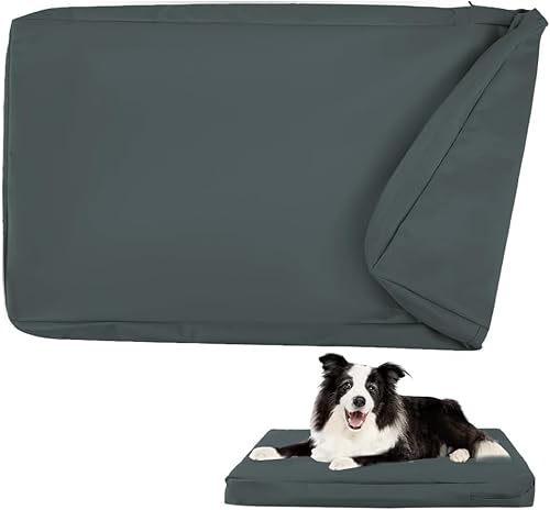 DUJUIKE 100% Wasserdichter Ersatzbezug für Hundebett, Ersatzbezug für Hundeunterlage, Abnehmbarer Hundematratzenbezug, Hundematratzeneinlage mit Reißverschluss (Dunkelgrau, XXL(137 x 92 x 10cm)) von DUJUIKE