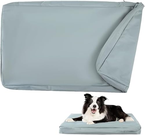 DUJUIKE 100% Wasserdichter Ersatzbezug für Hundebett, Ersatzbezug für Hundeunterlage, Abnehmbarer Hundematratzenbezug, Hundematratzeneinlage mit Reißverschluss (Grau, XXL(137 x 92 x 10cm)) von DUJUIKE