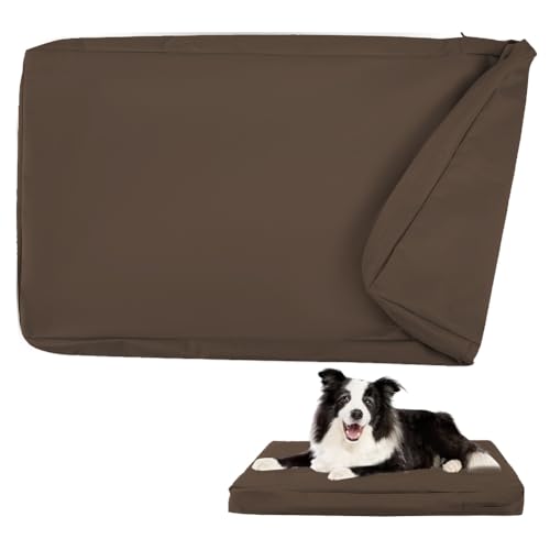 DUJUIKE 100% Wasserdichter Ersatzbezug für Hundebett, Ersatzbezug für Hundeunterlage, Abnehmbarer Hundematratzenbezug, Hundematratzeneinlage mit Reißverschluss (Kaffee, S(76 x 51 x 10cm)) von DUJUIKE