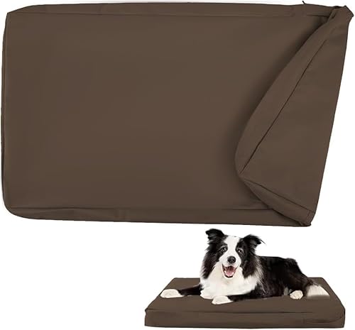 DUJUIKE 100% Wasserdichter Ersatzbezug für Hundebett, Ersatzbezug für Hundeunterlage, Abnehmbarer Hundematratzenbezug, Hundematratzeneinlage mit Reißverschluss (Kaffee, XXL(137 x 92 x 10cm)) von DUJUIKE