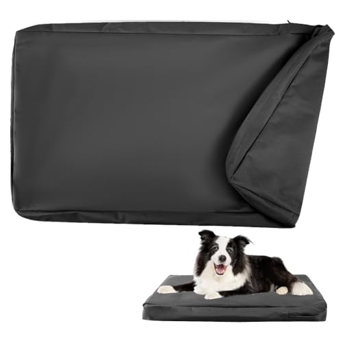 DUJUIKE 100% Wasserdichter Ersatzbezug für Hundebett, Ersatzbezug für Hundeunterlage, Abnehmbarer Hundematratzenbezug, Hundematratzeneinlage mit Reißverschluss (Schwarz, XXL(137 x 92 x 10cm)) von DUJUIKE