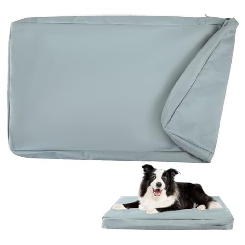 DUJUIKE 100% Wasserdichter Ersatzbezug für Hundebett, Ersatzbezug für Hundeunterlage, Waschbarer, Abnehmbarer Hundematratzenbezug, Hundematratzeneinlage mit Reißverschluss(Grau,M(92 x 59 x 10cm)) von DUJUIKE