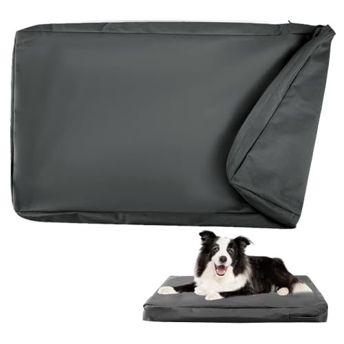 DUJUIKE 100% Wasserdichter Ersatzbezug für Hundebett, Ersatzbezug für Hundeunterlage, Waschbarer, Abnehmbarer Hundematratzenbezug, Hundematratzeneinlage mit Reißverschlus(Schwarz,XL(122x92x10cm)) von DUJUIKE