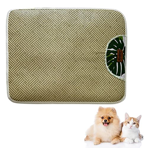 Kühlmatte für Hunde und Katzen, Sommer-Rattan, quadratisch, kühlendes Kissen, für kleine Haustiere, halten Sie Ihr Haustier kühl, 53 x 43 cm von DUJUN