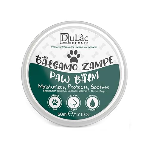 Dulàc - Natürlicher Pfotenbalsam für Hunde 50ml, Reparierende, Schützende und Feuchtigkeitsspendende Inhaltsstoffe für die Pfotenpflege wie Calendula, Vitamin E und Sheabutter Dulàc - Natürlicher Pfotenbalsam für Hunde 50ml, Reparierende, Schützende und Feuchtigkeitsspendende Inhaltsstoffe für die Pfotenpflege wie Calendula, Vitamin E und Sheabutter von DULÀC FARMACEUTICI 1982