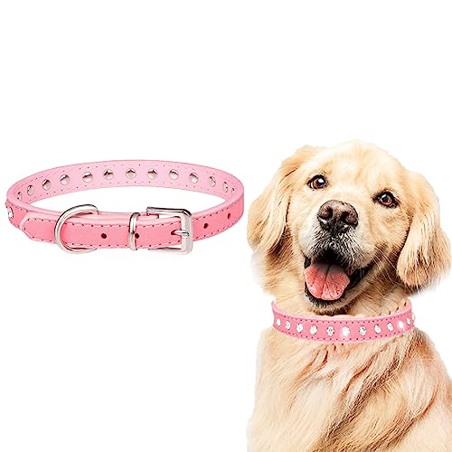 DULSPUE Halsband für Hunde aus Leder,Hundehalsbänder aus Kristall, Bling PU Leder Strass Welpenhalsband, Diamant verstellbares Halsband Bling Halsband für kleine und mittelgroße Hunde und Katzen von DULSPUE