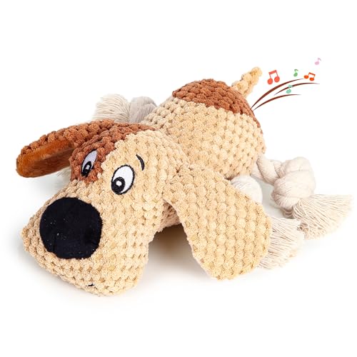 DULZILUZID Hundespielzeug, quietschendes und knisterndes Plüsch-Hundespielzeug, perfekt für interaktives Spielen, geeignet für kleine bis mittelgroße Hunde (Beige) von DULZILUZID