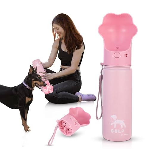 Gulp by Duna Isolierte Edelstahl-Reise-Wasserflasche mit Pfotenform, auslaufsicher, tragbar, mit Tragegurt, für Spaziergänge im Freien, Wandern und Hydratation von Haustieren unterwegs, 530 ml, Rosa Gulp by Duna Isolierte Edelstahl-Reise-Wasserflasche mit Pfotenform, auslaufsicher, tragbar, mit Tragegurt, für Spaziergänge im Freien, Wandern und Hydratation von Haustieren unterwegs, 530 ml, Rosa von DUNA