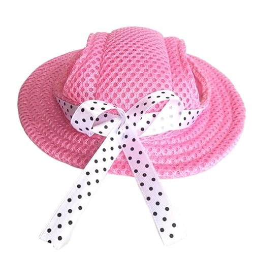 Haustier Baseball Mütze Haustiere Hundehut, runde Krempe, Hundekappe mit Ohrlöchern for Welpen, Katzen, Hunde, Zylinder, Prinzessinnenhut, Outdoor-Sonnenkappe, atmungsaktives Mesh (Color : Pink, Siz von DUNSBY