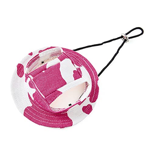 Haustier Baseball Mütze Niedliche Haustiermütze mit Ohrlöchern, Sommer-Baseballmütze im Freien for Welpen, große Hunde, Denim-Sonnenhut, runde Wandermütze (Color : Pink, Size : S) von DUNSBY