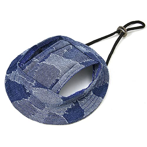 Haustier Baseball Mütze Sommer Outdoor Haustierbedarf Segeltuch Hundekappe Welpenpflege Dress Up Hut Welpenhut Kopfbedeckung Lässiger süßer Hundesonnenhut for Haustierreisen (Color : Dark Blue Denim von DUNSBY