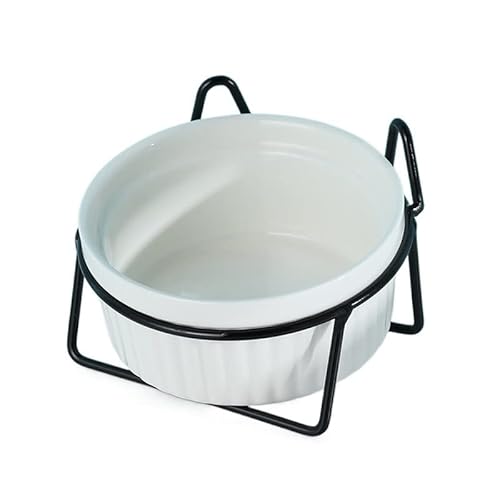 Hund Erhöht Futterschüssel Erhöhter Katzennapf, Doppelnäpfe mit Metallständer, erhöhtes Futter- und Wassernäpfe-Set for Katzen, Kätzchen, Hunde (Color : Blcak-White-1) von DUNSBY