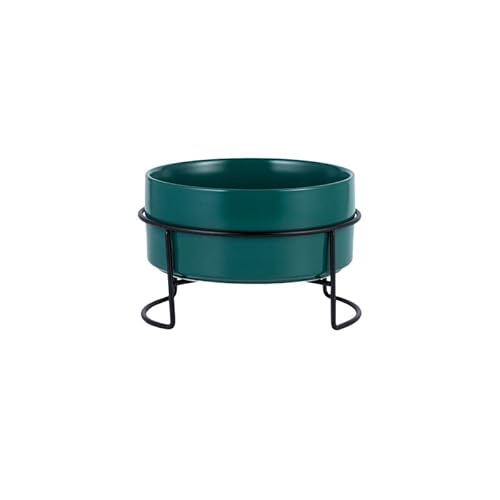 Hund Erhöht Futterschüssel Futter- und Wassernäpfe for Hunde mit Ständer, Keramik, Fress- und Trinknäpfe for Haustiere, große Kapazität, erhöhte Futtermittel (Color : Green with Stand, Size : 400ml von DUNSBY