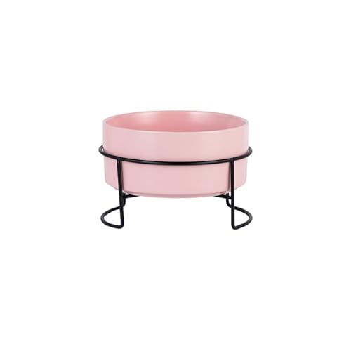 Hund Erhöht Futterschüssel Futter- und Wassernäpfe for Hunde mit Ständer, Keramik, Fress- und Trinknäpfe for Haustiere, große Kapazität, erhöhte Futtermittel (Color : Pink with Stand, Size : 850ml) von DUNSBY